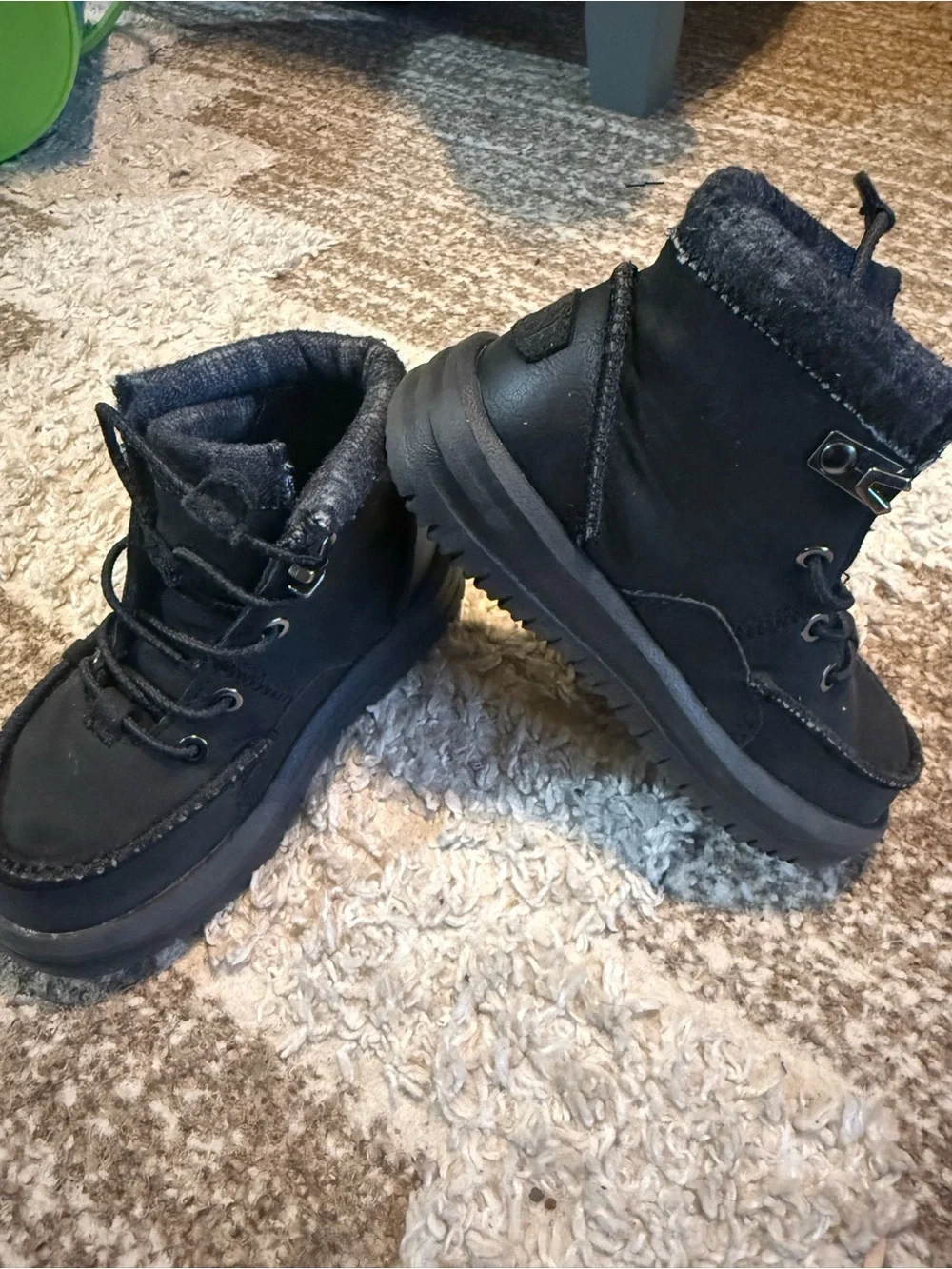 Hey Dude Kids Black Cozy Lined Ankle Boots
